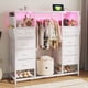 thumbnail image 1 of Cómoda con Perchero para Dormitorio, Mueble Organizador con 10 cajones de Tela Luces LED Estante Abierto, 120x40x130cm, Blanco, 1 of 7