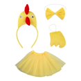 thumbnail image 1 of Set de vestuario de pollo 4pcs vestido de animal lindo disfraz de animales para halloween acción de gracias Amarillo, 1 of 8