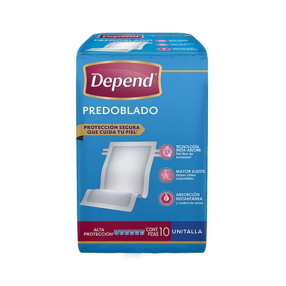 Cubrecamas predoblado para incontinencia Depend predoblado 10 pzas