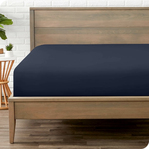 Sábana Ajustable Bare Home Colección 1800 Tamaño Completo Azul Medianoche