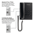 thumbnail image 4 of Combo 2 Piezas Teléfono Fijo Alámbrico Panasonic KX-TS500MEB Color Negro con Montaje en Pared y Control de Volumen para Casa u Oficina, 4 of 4