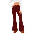 thumbnail image 1 of Amzcrzy Pantalones Acampanados Para Mujer Pantalones De Yoga Elásticos, De Pierna Ancha Y Cintura Alta, De Color Liso, Que Controlan El Abdomen Pantalones Ligeros Y Suaves Para Mujer S-2XL Rojo, 1 of 6