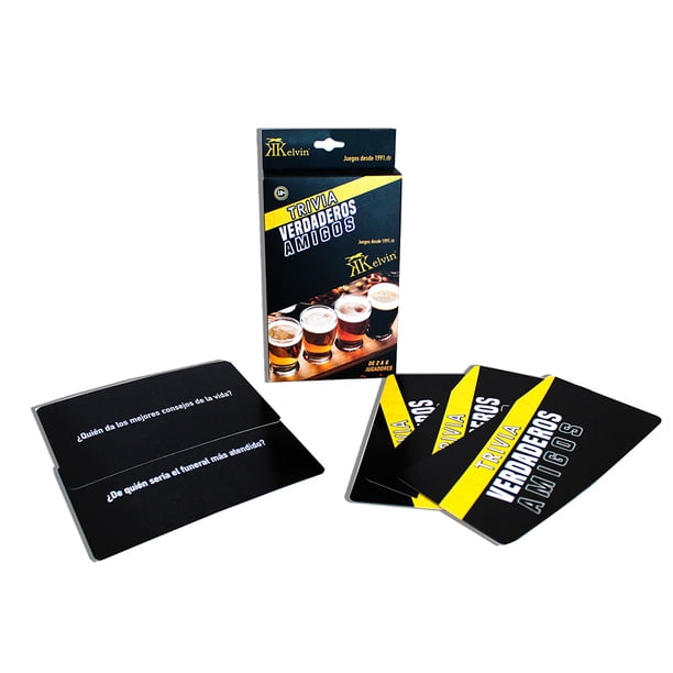 Juego DE Bebida Cartas Trivia Amigos Kelvin 54 Cartas Jumbo Plastificadas 270gr Caja 13x9.5x2cm Carta 9x12.8cm