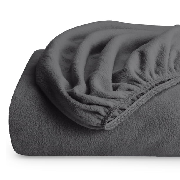 Sábana ajustable Bare Home de vellón acogedor Twin XL gris