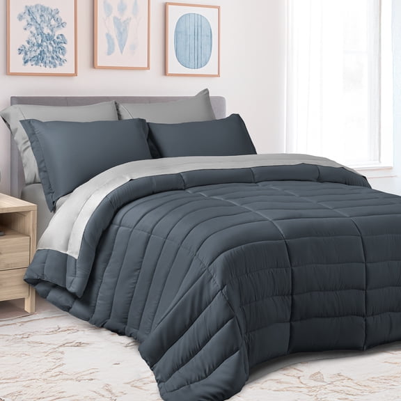 Set Edredón Acolchado Dreamlab con Fundas de Almohadas Juego de Sábanas Tamaño Individual Grafito Gris claro