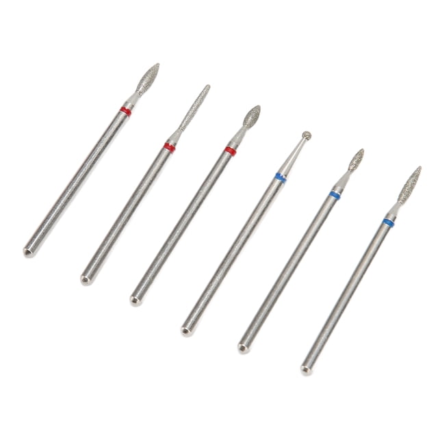 M Buder Juego De 6 Brocas Para Uñas Eliminador De Cutículas Acero De Tungsteno Manicura Y Pedicura (6.0 cm / 2.36 inches)