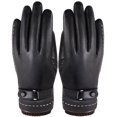 thumbnail image 1 of Guantes de piel sintética para pantalla táctil, para conducir, de invierno, cálidos, resistentes al viento y al agua, para mujeres y niñas (negros), 1 of 7