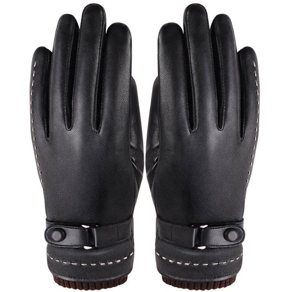 Guantes de piel sintética para pantalla táctil, para conducir, de invierno, cálidos, resistentes al viento y al agua, para mujeres y niñas (negros)