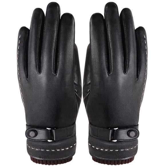 Guantes de piel sintética para pantalla táctil, para conducir, de invierno, cálidos, resistentes al viento y al agua, para mujeres y niñas (negros)