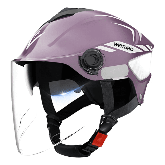 Casco Motocicleta Abierto 3/4 Visera Doble Hd Abatible Xtellar morado