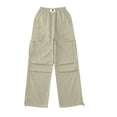 thumbnail image 2 of Odeerbi 5-16 Años Niñas Cargo Pantalones Deportes Pantalones Pierna Ancha Primavera Color Sólido Suelto Pantalones de Trabajo Con Múltiples Bolsillos, 2 of 5