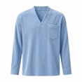 thumbnail image 2 of Ceisia Men's Loose V-Neck Corduroy Long Sleeve Casual Top with Chest Pocket Sky Blue XL Gifts, 2 of 6