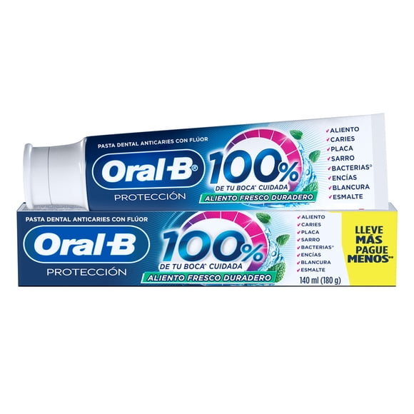 Pasta Dental Oral-B Protección 100% de tu Boca* Cuidada, 1 Unidad de 140 ml