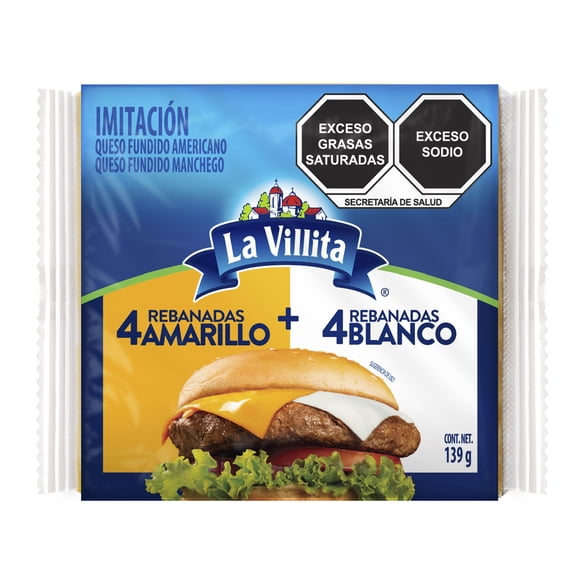 Imitación queso americano La Villita mix amarillo y blanco 139 g