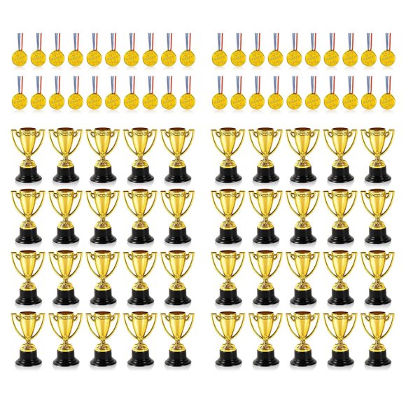 40 Minitrofeos y 40 Premios de Medallas, Medallas de para NiñOs y Adultos, Perfectos para Obsequios de Fiesta