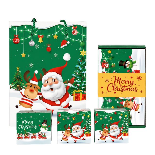 MTBLYS Caja sorpresa navideña para dinero | 1 caja plegable para dinero con bolsa de regalo | Soporte para billetes navideño DIY | Adorno navideño festivo de Papá Noel con diseño de escena nevada
