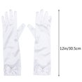 thumbnail image 2 of FELTECHELECTR 1 par de guantes largos de satén con lazo para niña de las flores, para boda, fiesta de noche (blancos), 2 of 5