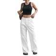 thumbnail image 3 of Pantalones Anchos y Holgados para Mujer, Estilo Palazzo Harén, Informales, A Rayas, con Cintura Elástica y Bolsillos S, 3 of 7