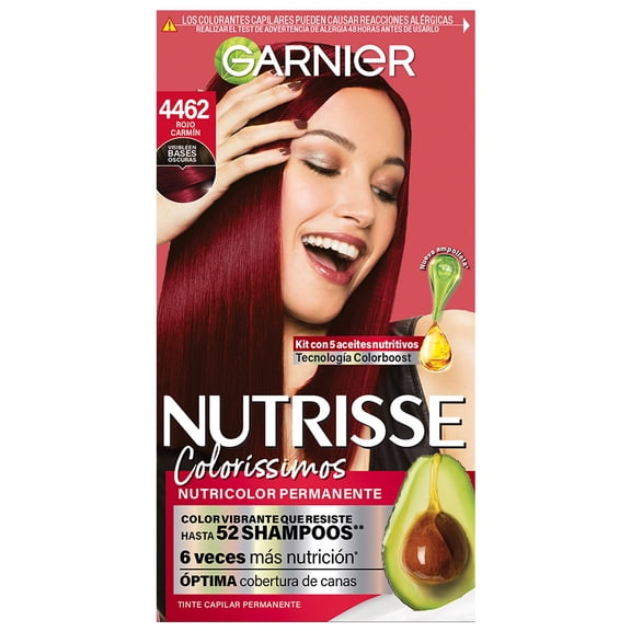 Tinte para cabello Garnier Nutrisse coloríssimos 4462 rojo carmín