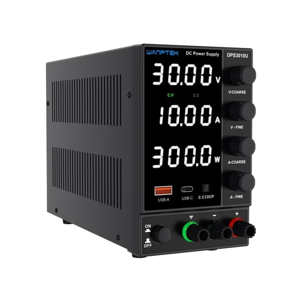Fuente de alimentación conmutada de CC WANPTEK DPS3010U, 0-30 V, 0-10 A, 300 W, con pantalla de 4 dígitos.