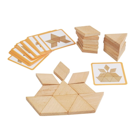 Juego de bloques de diseño de madera de 54 piezas, rompecabezas con forma geométrica, juegos de desarrollo de aprendizaje temprano para bebés, niñas y