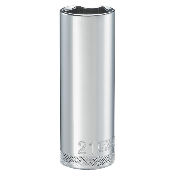 Juego de enchufes DEWALT de 1/2 pulgada, 6 puntos de profundidad, 21 mm con par directo