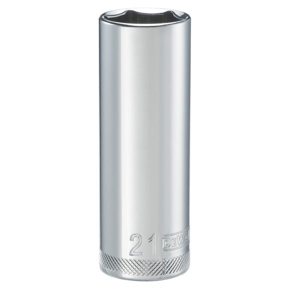Juego de enchufes DEWALT de 1/2 pulgada, 6 puntos de profundidad, 21 mm con par directo