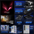 thumbnail image 3 of Computadora Escritorio Completa Xtreme PC Gaming AMD Radeon Vega 8 Ryzen 7 5700G 16GB SSD 500GB Monitor Curvo 27 100Hz WIFI White juegos casuales, trabajo y estudio, 3 of 6