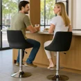 thumbnail image 3 of Sillas de Bar para Barra de Cocina con Respaldo y Reposapies de Altura Ajustable Bancos para Bar con Asiento Acolchado Diseño Elegante Set de 2 Piezas Negro, 3 of 6