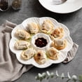 thumbnail image 1 of Plato de empanadillas y sushi con compartimento para salsas, bandeja de plástico para servir snacks para jiaozi, gambas, entrantes y mojar en vinagre, 1 of 6