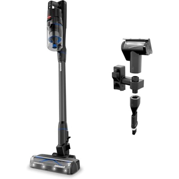 Aspiradora inalámbrica BISSELL PowerClean FurGuard 280 W con rodillo de cepillo autolimpiable, batería extraíble, soporte de pared, herramienta para tapicería y luces