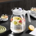 thumbnail image 1 of Jarra de vidrio para agua fría con tapa - 2,2L de gran capacidad, vidrio de alto borosilicato, boca ancha para fruta y hielo - rosa, verde o caqui, 1 of 6