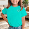 thumbnail image 2 of Camisetas de Cuello Redondo para Niñas - Camisetas de Manga Corta con Corazón de Pedrería, Tops Ligeros Casuales de Verano Azul Claro 2 Años, 2 of 8