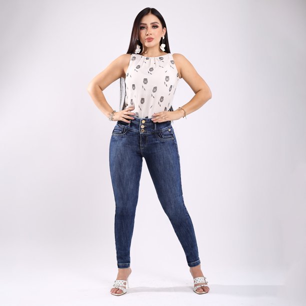 Jeans Mezclilla Skinny Mujer NYK N4785 Azul Tiro Medio