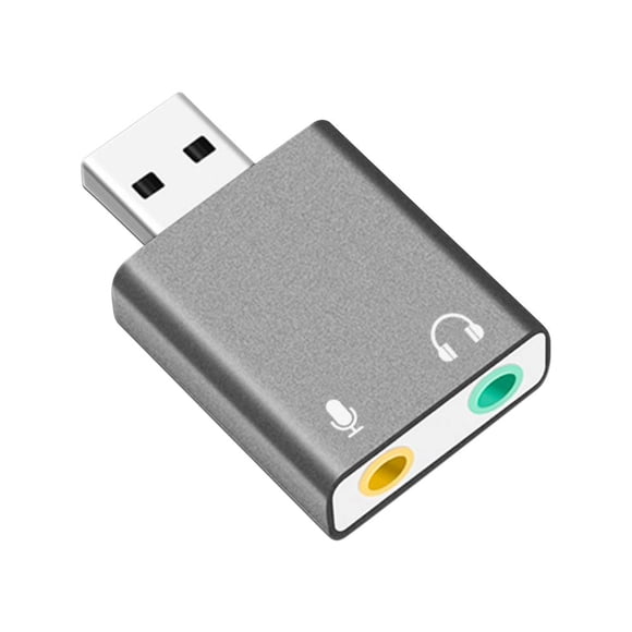 Convertidor BRobotix de USB 2.0 a 3.5mm, Audio y Micrófono. Gris.