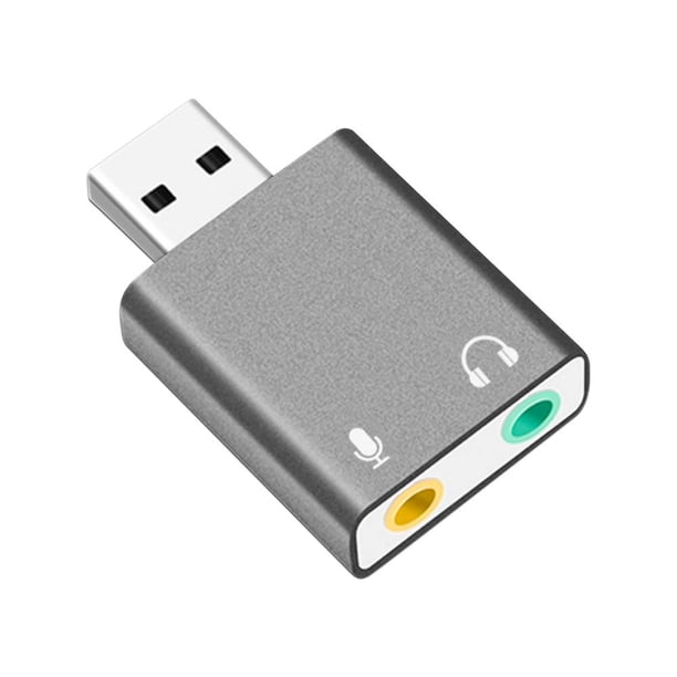 Convertidor BRobotix de USB 2.0 a 3.5mm, Audio y Micrófono. Gris.
