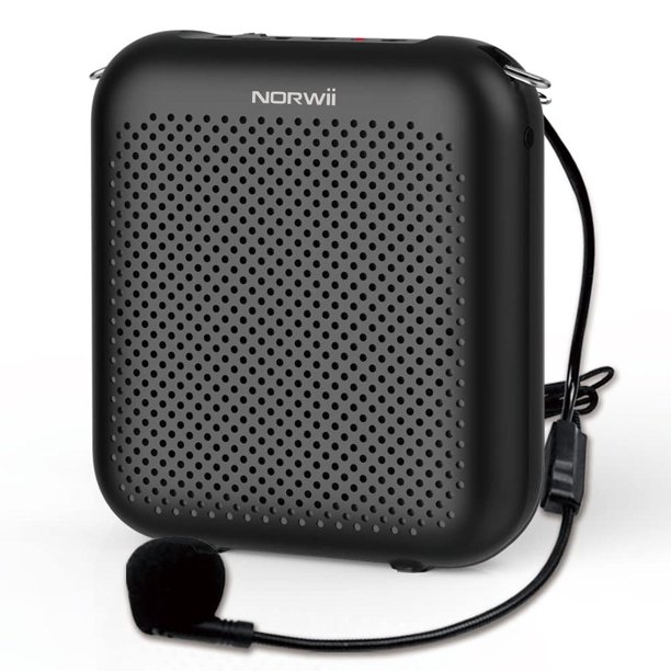 NORWII S358 - Amplificador de voz recargable portátil de 4000 mAh con micrófono con cable, auricular