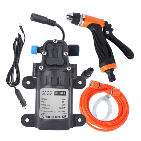Máquina de limpieza Kit Lavadora de Coche de Alta Presión Bomba Eléctrica 12V + Pulverizador de Lava