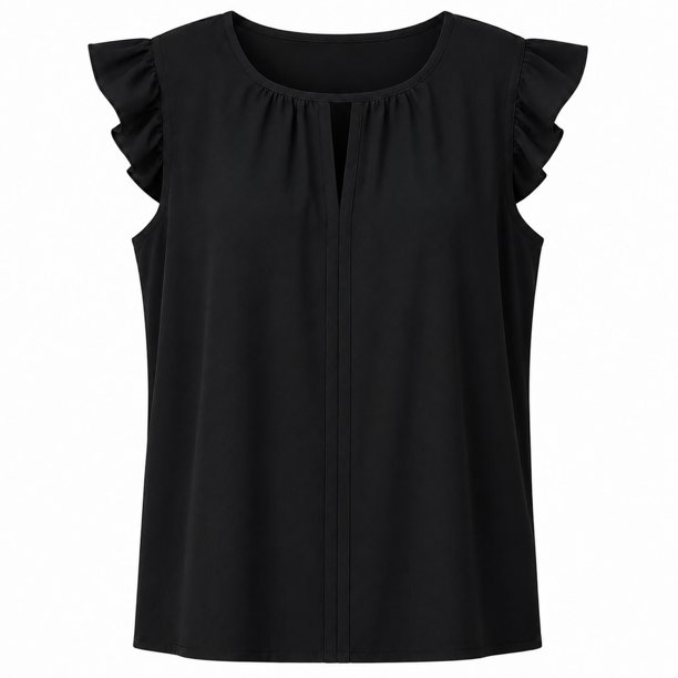 Blusa Simply Basic para Mujer, Escote Redondo Negro Talla Eg