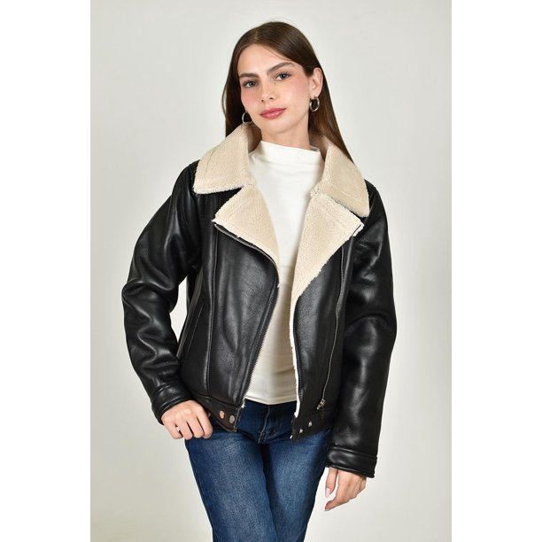 Chamarra aviador efecto piel Roman Fashion /Juvenil, 8195 (Negro) negro EG