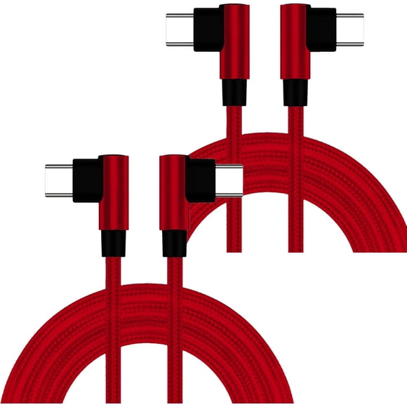 Cable USB-C Fusion Red 2LL 2Pzas 2m USB-C Recto a 90° Rojo Rápida 60W 3A.