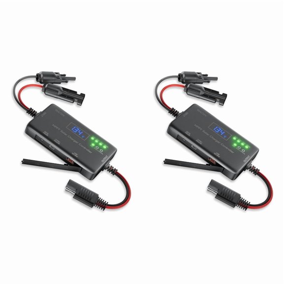2X Controlador de Carga Solar MPPT de 12 V y 10 A, Controlador de Carga para Paneles Solares con Salida Tipo C y USB para Baterías  y LiFePO₄