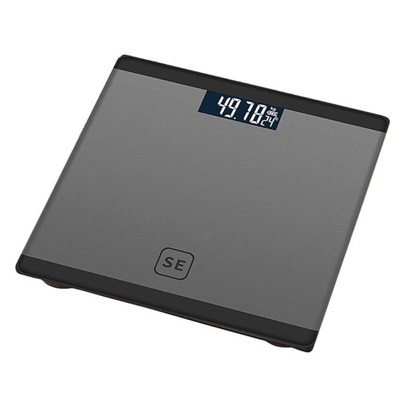 Bewildely Báscula de grasa corporal BMI Báscula electrónica inteligente? Báscula LED Baño digital Juegos de accesorios de baño gris