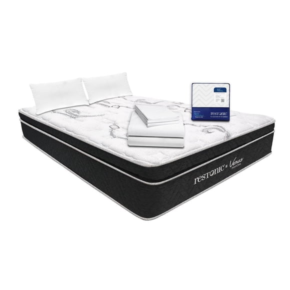 Colchón Matrimonial Restonic Master más 2 almohadas más cubre colchón más Sábanas Venus