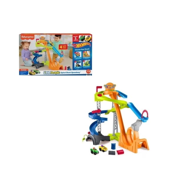 Set de Vehículos de Juguete para niños Fisher-Price Hot Wheels Pista de Carreras y Choques