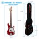 thumbnail image 5 of PAQUETE Estuche para Bajo Electrico Funda para bajo electrico  Gig bag, bajo case para trasporte y protección, color negro bordes rojos + Tahali strap correa bajo Kidam  CALAVERAS MEXICANAS, 5 of 5