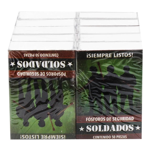 Cerillos Soldados de seguridad 10 cajas de 50 pzas c/u