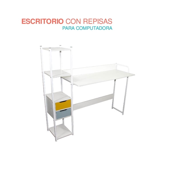 Escritorio Con Repisas Estudiantil Hogar Estacion Trabajo blanco 15 cm x 15 cm