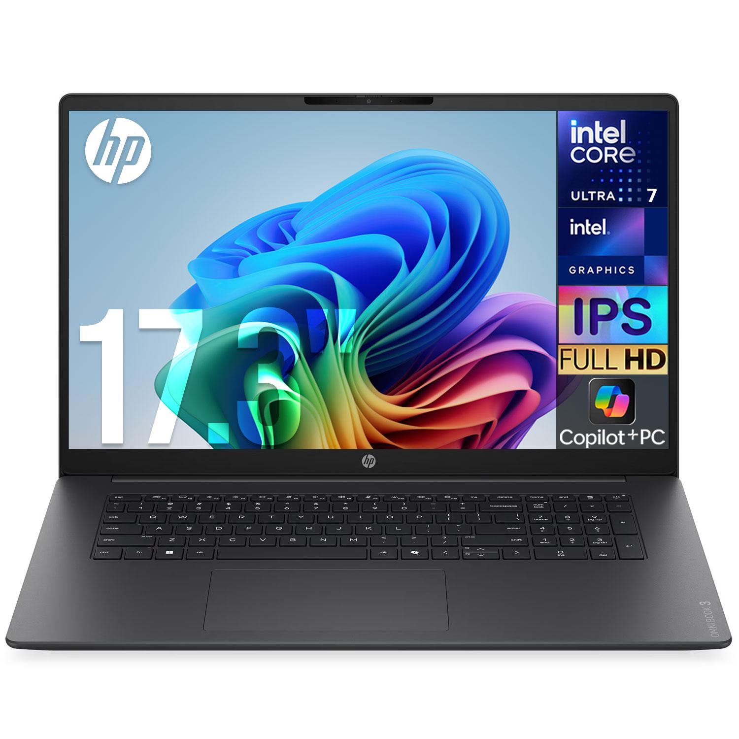Laptop IA PC HP OmniBook 3 Next Gen AI PC 17-df0575cl Core Ultra 7 355 16GB DDR5 1TB Pantalla 17.3" Touch IPS Copilot+ PC NPU 49 Tops Windows 11 Teclado Ingles