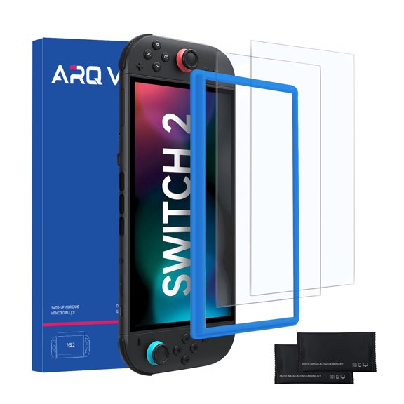 2 Pack Tempered Glass Screen Protector with Installation Alignment Frame Compatible with Switch2, Anti-Scratch Screen Film Kit